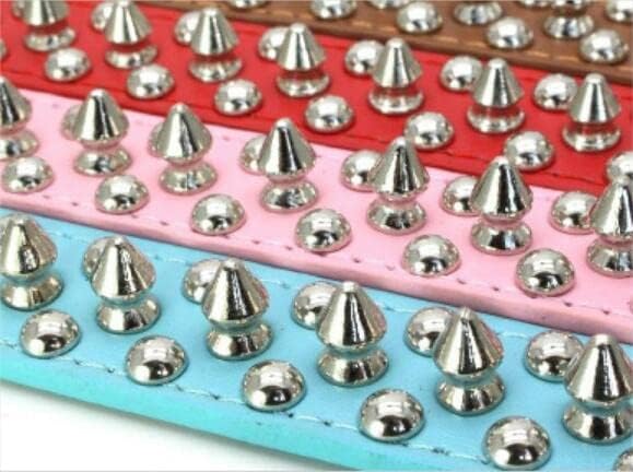Spiked Dog Collar Soft Pu Leather Mushrooms Rivet Spike Studded Puppy - Image 4