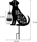 Bshine Dog Solar Light Outdoor Garden Decoration, Waterproof Metal Stake Black - Image 2