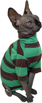 Vintage Stripes Sphynx Hairless Cats Shirt Cotton Cat Turtleneck Pet Clothes - Image 4