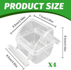 4 Pack Bird Feeders for Cage, No Mess Clear Hanging Parrot Food Bowl, Plastic - Image 2