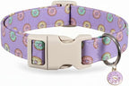 Girl Dog Collar with Unique Purple and Donut Print, Cute Dog Collar by Britwicfr