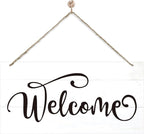 Welcome Sign for Front Door, Welcome Decor Wooden Hanging Sign for Wall Decor by corner+wind