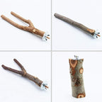 BILLIOTEAM 4 Pack Natural Wood Bird Perch Parrot Stand Branches Fork Toys - Image 4