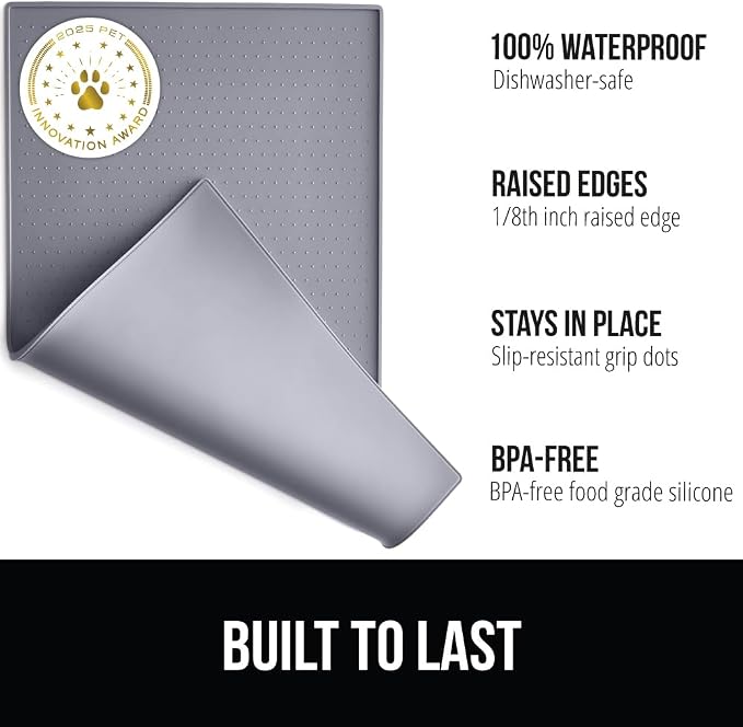 GORILLA GRIP 100% Waterproof Raised Edge BPA Free Silicone Pet Feeding Mat - Image 2