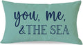 PANDICORN Summer Beach Throw Pillow Cover 12x20 Inch Blue Words You Me and The by PANDICORN
