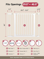 29.5-40.5" Baby Gate for Stairs, Dog Gate for Doorways, Walk Thru Auto Close - Image 7