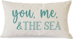 PANDICORN Summer Beach Throw Pillow Covers 12x20 Inch Blue Words You Me and The by PANDICORN