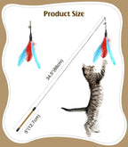 Pawaboo Feather Teaser Cat Toy, Interactive Feather Wand Cats Toy Flying - Image 7
