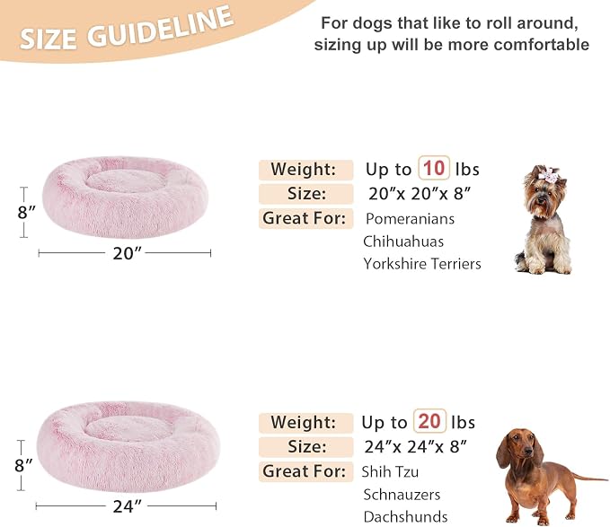 WNPETHOME Calming Dog Bed Cat Bed Donut, Faux Fur Pet Bed Self-Warming Donut - Image 5