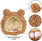 JOICEE Cute Cat Costume Warm Bear Hat Adjustable Soft Small Pet Headwear - Image 2