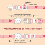 2 Pack Cotton Breakaway Cat Collar Pink and Gray Heart Shaped Pendant Cute - Image 7