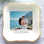 Custom Couple Portrait Polaroid Photo Ring Dish, Personalized Picture Jewelry by Anniversaree