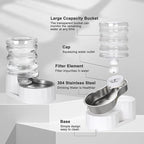 RIZZARI Dog Water Bowl Dispenser: 5L Large Stainless Steel Gravity Feeder - Image 4