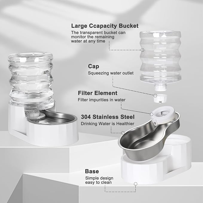 RIZZARI Dog Water Bowl Dispenser: 5L Large Stainless Steel Gravity Feeder - Image 4