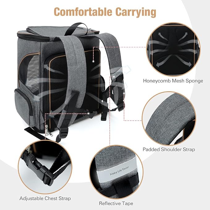 Lekereise Pet Carrier Backpack Expandable Cat Backpack - Image 3