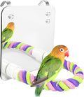 5.9" Bird Mirror with Rope Perch Bird Toys Swing, Comfy Perch by LOPERDEVE