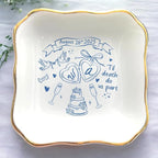 Personalized Ring Dish Engagement Gift, Engaged Ring Holder, Custom Wedding by Anniversaree
