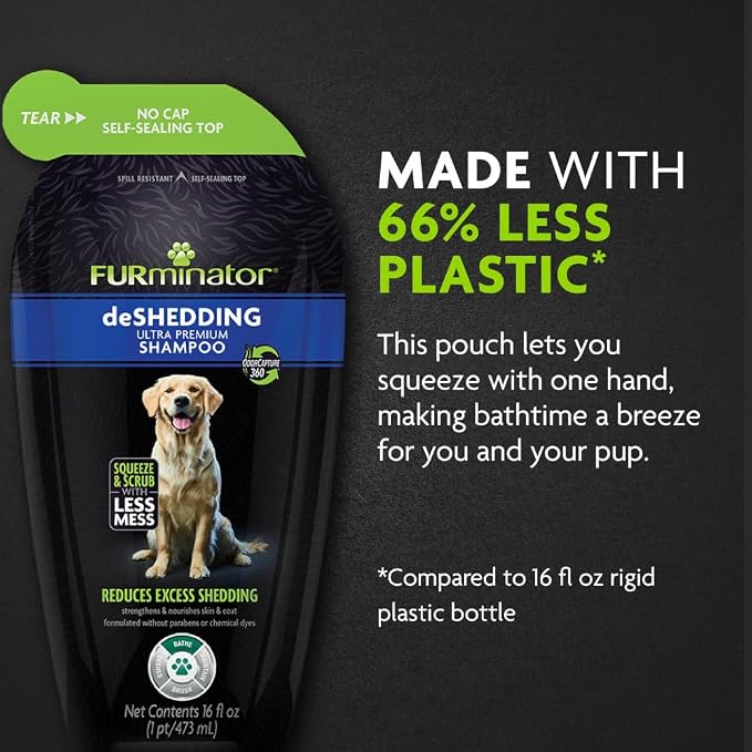FURminator DeShedding Shampoo Squeezable Pouch, 16 Fluid Ounces, Moisturizing - Image 3