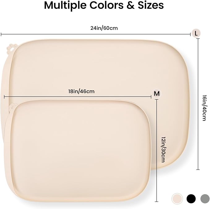 Silicone Dog Food Mat with Side Pocket & Hook Hole, Soft Raised Edges, Easy - Image 3