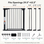 COMOMY 30" Tall Baby Gate for Stairs Doorways, Fits Openings 29.5" to 43.3" Wide - Image 6