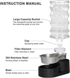 RIZZARI Dog Water Bowl Dispenser : 8L Gravity Large Black Stainless Steel - Image 3