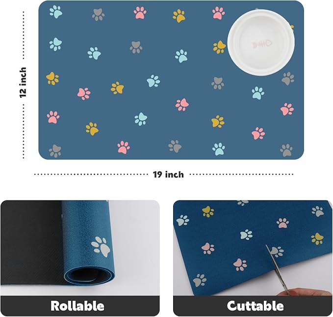 Cat Food Mat Absorbent Dog Mat for Food and Water Non Slip Quick Dry Dog Bowl - Image 4
