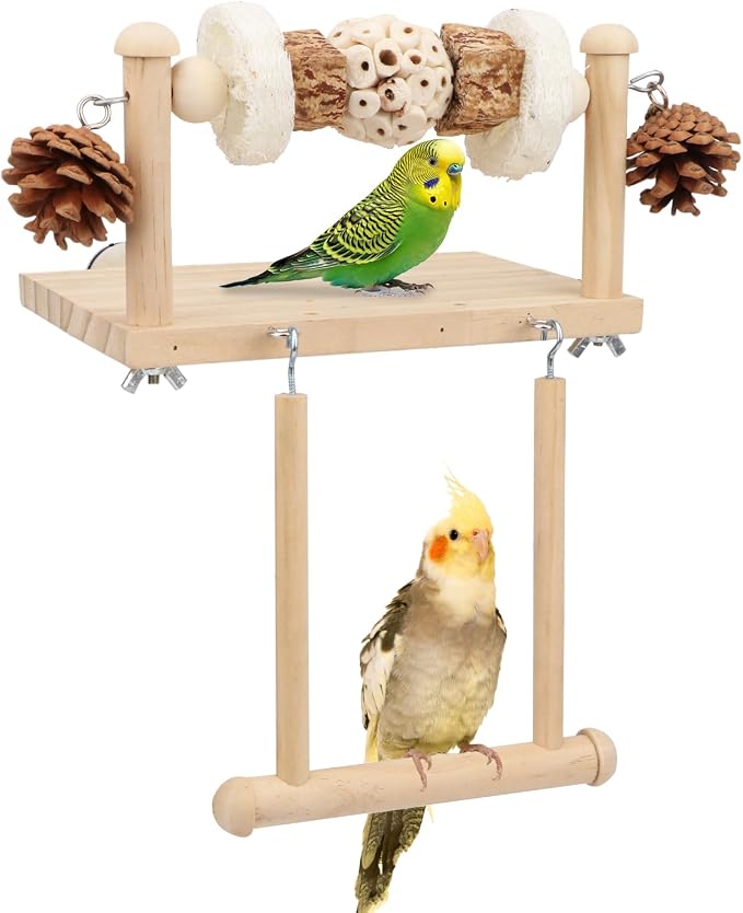 Litewoo Bird Perch Wooden Platform Bird Swing Chew Toys Play Gyms Exercise by Litewoo