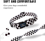 Roses&Poetry Dog Collar with Colourful Checkered Patterns, Adjustable Durable - Image 2