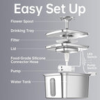 Veken Innovation Award Winner Stainless Steel Cat Water Fountain, 108oz/3.2L - Image 7