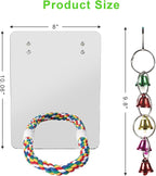 10.6" Bird Mirror with Rope Perch Bird Toys Swing, Comfy Perch - Image 2