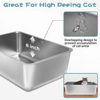 Stainless Steel Cat Litter Box, 23.6"x15.8"x8" XXL Stainless Steel Litter Box 8 - Image 2