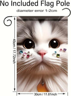 Cute Cat Garden Flag 12x18 Inch Double Sided Outdoor Yard Banner Adorable White - Image 3