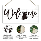 Welcome Sign for Front Door, Welcome Decor Wooden Hanging Sign for Cats Lover - Image 3