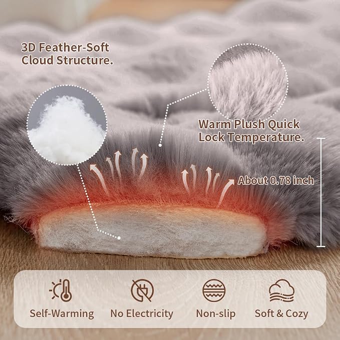 Self-Warming Dog Bed, Plush Faux Fur Mat - Image 5