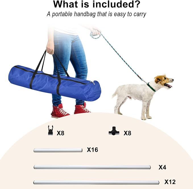 Dog Agility Jump Set with Adjustable Height Bars – Includes Carry Bag, Indoor & - Image 2