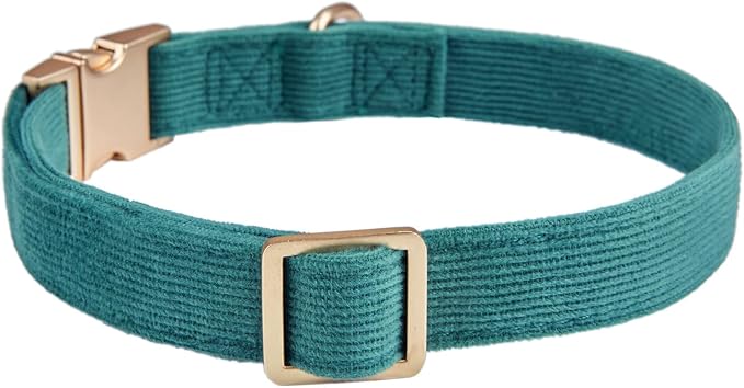 Soft Cotton Dog Collar with Metal Buckle Adjustable Heavy Duty Comfy Corduroy - Image 2