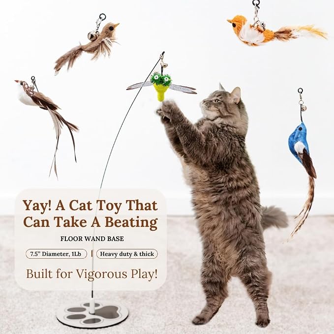 Cat Toys for Bored Indoor Adult Cats Any Surface Base Wand Stimulation Toys for - Image 2