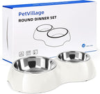 Double Dog Bowls Set – Non-Slip Pet Food & Water Dishes by Petvillage