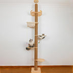 Floor to Ceiling Cat Tree Height Adjustable Cat Tower 5 Tier Hemp Scratching by TQEW