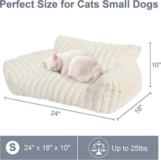 Cute Cat Couch Bed for Indoor Cats, Fluffy Pet Cat Sofa - Image 5