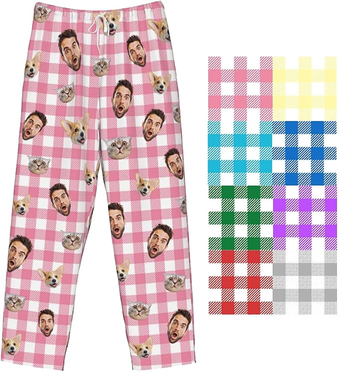 Custom Pajamas Pants Plaid Personalized Funny PJ Pant Design by YourCustomGiftsChoice