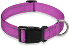 Reflective Dog Collar with Buckle Adjustable Safety Nylon Collars by BOOMIBOO