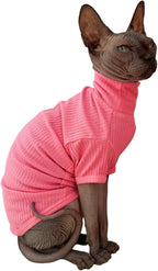 Sphynx Hairless Cats Shirt Cotton Cat Turtleneck Sweater Pullover Kitten - Image 4