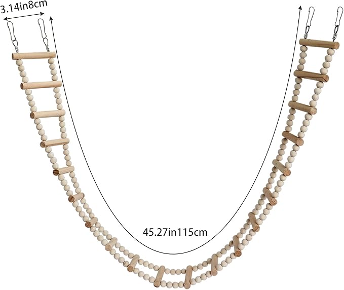 Bird Ladder Bridge, Wooden Pet Hamster Climbing & Swing Toys, Cage Accessories - Image 6