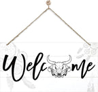 Welcome Sign for Front Door, Welcome Decor Wooden Hanging Sign, Unique Western by corner+wind