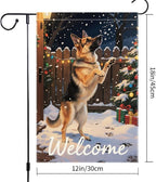 German Shepherd Welcome Garden Flag 12x18 Inch Double Sided Winter Christmas - Image 3
