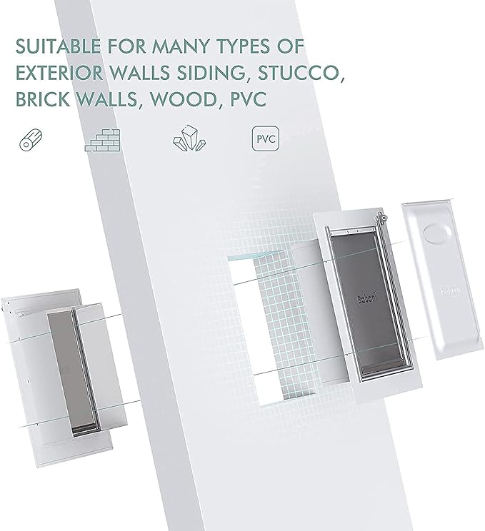 Baboni Pet Door for Wall, Steel Frame and Telescoping Tunnel, Aluminum Lock - Image 2