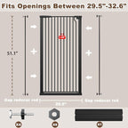 Fairy Baby 51.18" Extra Tall Cat Gate, 29.5"-32.6" Adjustable Width Auto Close - Image 2