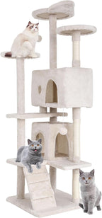 BestPet | 70" Cat Tree Tower | Beige | Sturdy, Hanging Cat Toys, Observation by BestPet