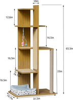 PAKASEPT 65.5" Tall Cat Tree, Cat Bed, Cat Balls, Freestanding Wooden Cat - Image 2